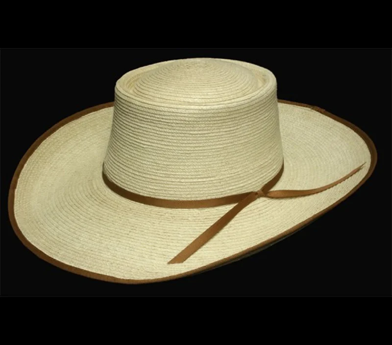 Comfortable straw hat for women with wide brim and adjustable fit -Sunbody Reata Palm Leaf - Coffee Trim