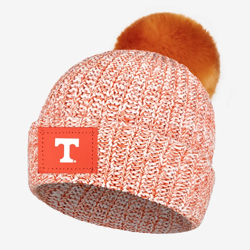 Premium snapback cap with flat bill design -Tennessee Volunteers Orange Speckled Pom Beanie