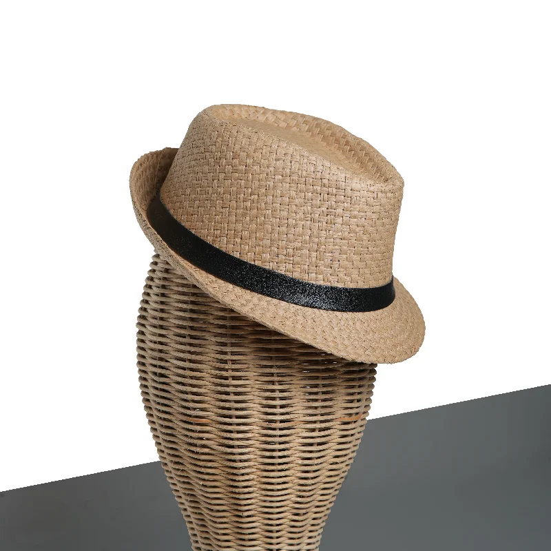 Classic fedora hats for women with neutral tones for versatile fashion -Chokore Basket Weave Straw Fedora Hat (Beige)