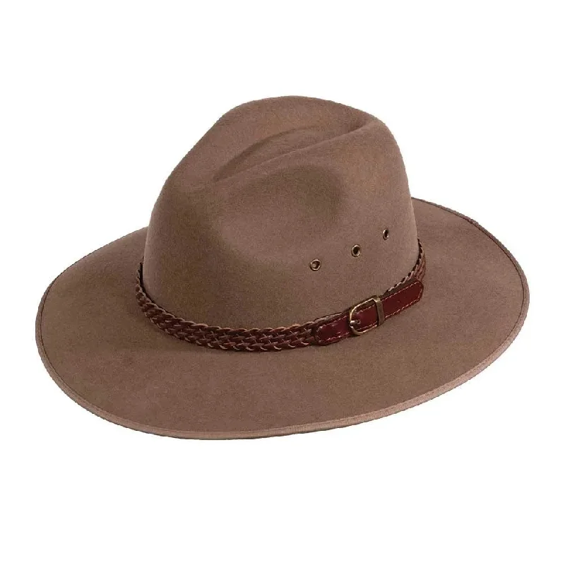 Stylish cowboy hats for women with decorative band accents for a chic look -Outback South Fork- Wool Felt Outback Hat