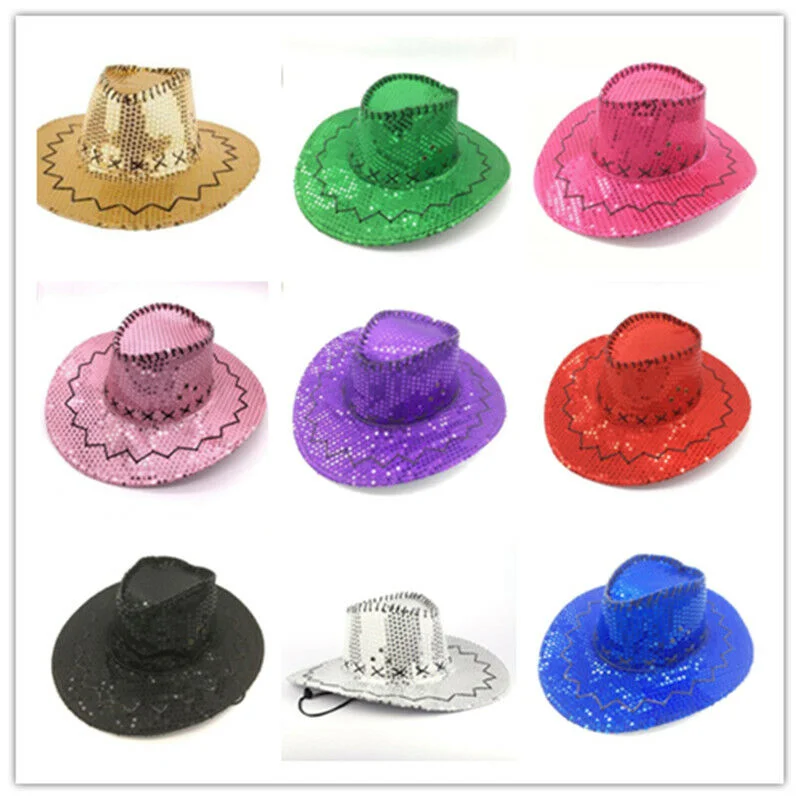 Traditional cowboy hats for men with a timeless shape and natural color -Sequin Cowboy Hat