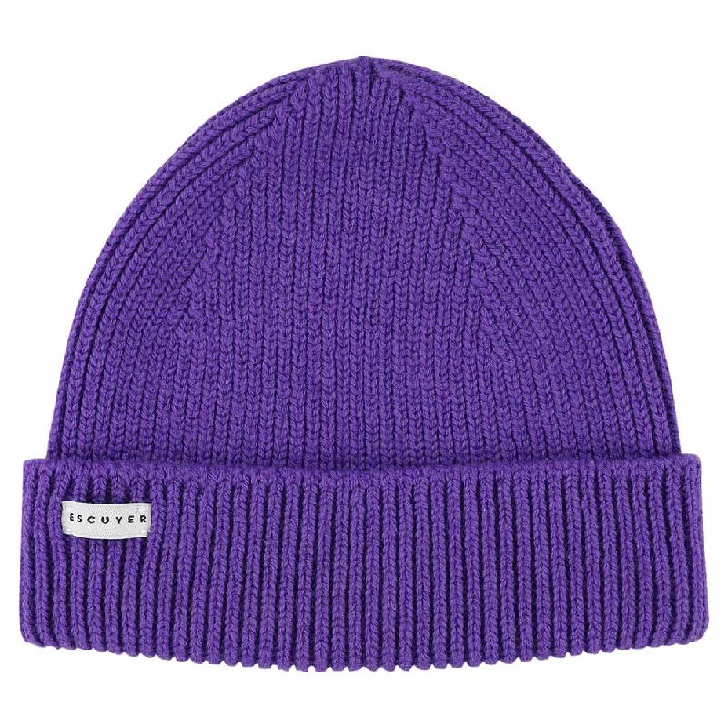 Durable canvas cap for rugged outdoor use -Ribbed Merino Beanie / Purple