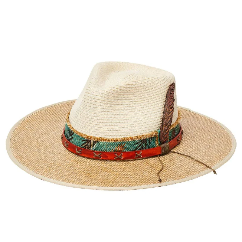 Trendy straw fedora hat for women with modern design and soft fabric -Stampede Hats - “Tuscon” Bohemian Handmade Hat