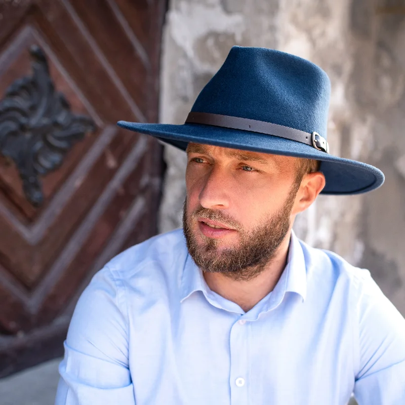 Breathable felt hat for all-season versatility -The Lewis - Teardrop Fedora - Wide Brim