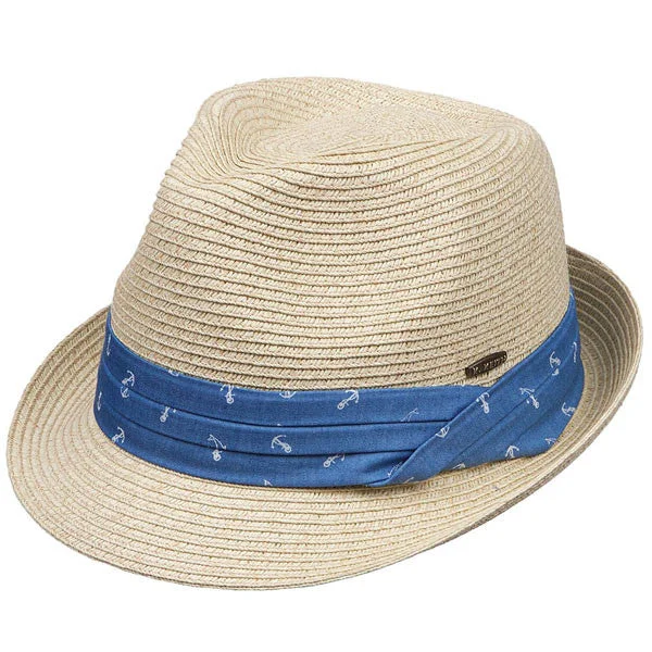 Classic straw fedora hats for men with contrasting bands for eye-catching appeal -Karen Keith - Anchor Resort Toyo Fedora