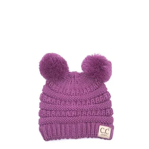 Soft cotton cap for all-day wear ease -Baby-23 Double Pom Beanie New Lavender