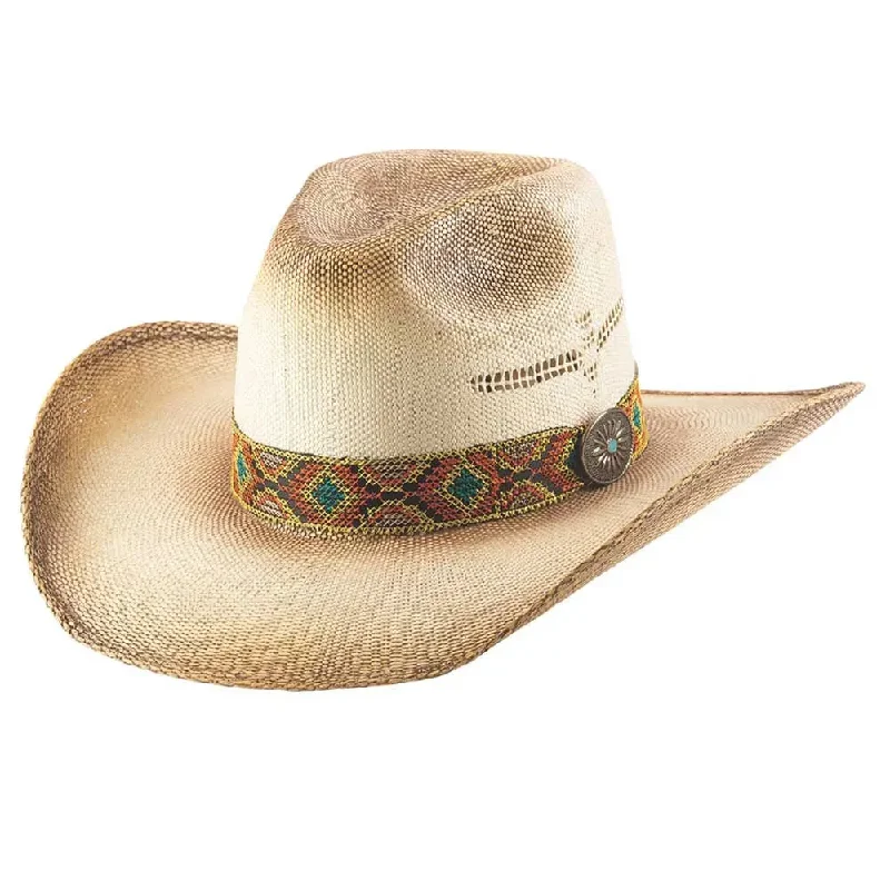 Authentic cowboy hats with feather accents for a bold and distinctive look -Bullhide Dancing In The Desert - Bangora Straw Cowboy Hat