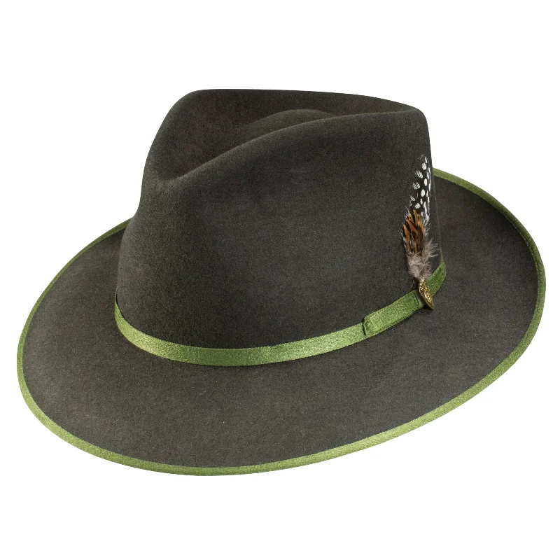 Designer fedora hats for women with intricate beading and embellishments -Dobbs Delevan B Wool Felt Pinch Front Fedora