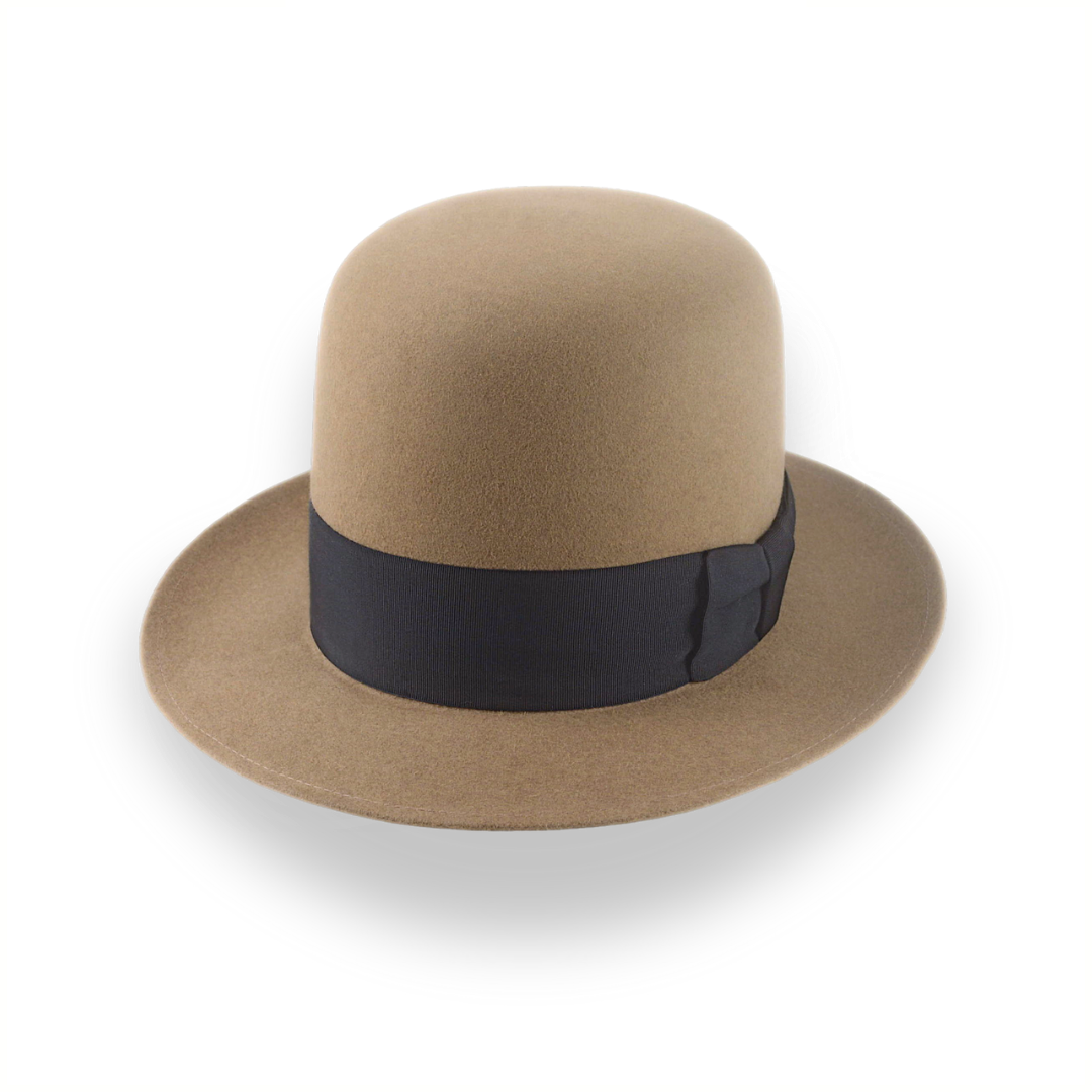 Fedora hats for men with leather straps and brass buckles for a rugged appeal -Camel Open Crown Fedora Hat in Malleable Beaver Fur Felt | The Benedict