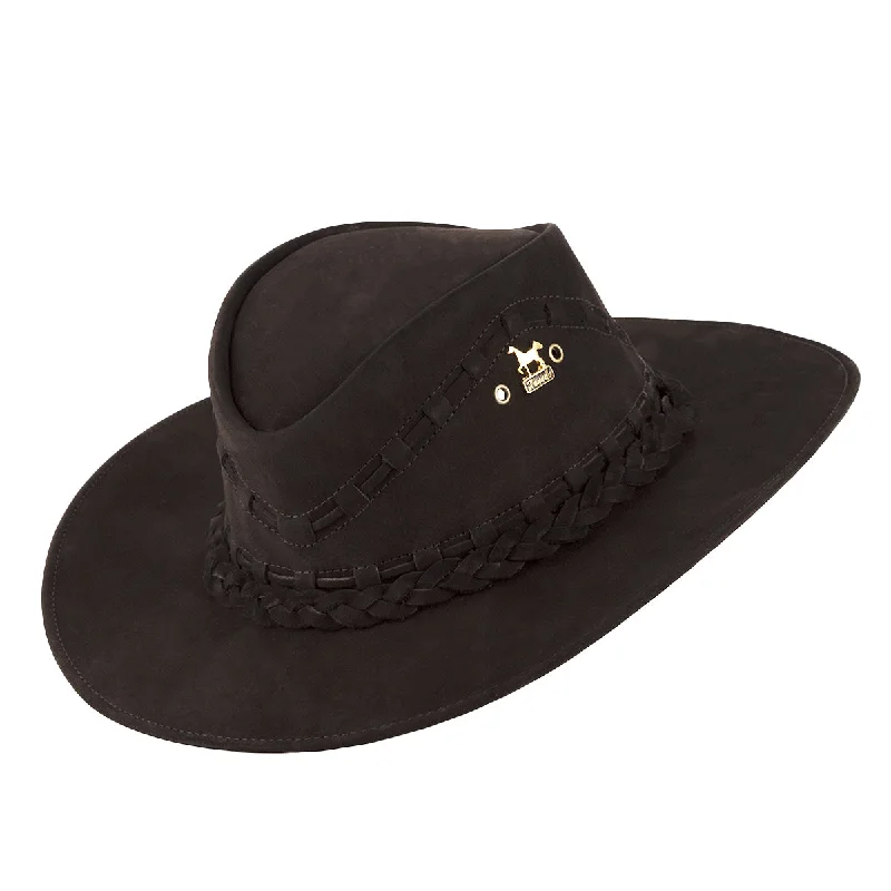 Western cowboy hats for men with embossed leather bands for intricate detailing -Brunello's Western Leather Hat in Black