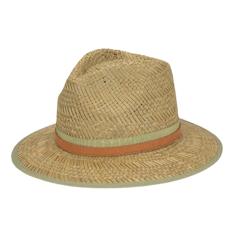 Luxurious felt fedora hats for women with satin finish and minimalistic design -Mens Seagrass Stingy Brim Fedora