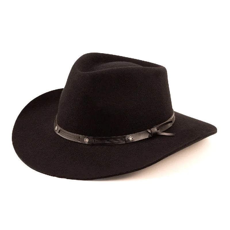 Comfortable felt cowboy hats for men with moisture-wicking linings for extended wear -5X Black Felt Hat