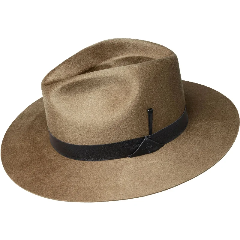 Elegant straw fedora hats for men with leather accents and rustic vibes -Bailey Godwin Elite Finish Wool Wide Brim Fedora