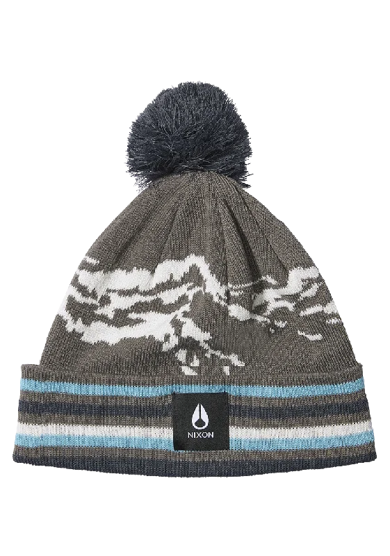 Embroidered sports cap for team pride display -Ridge Pom Beanie - Gray / Multi