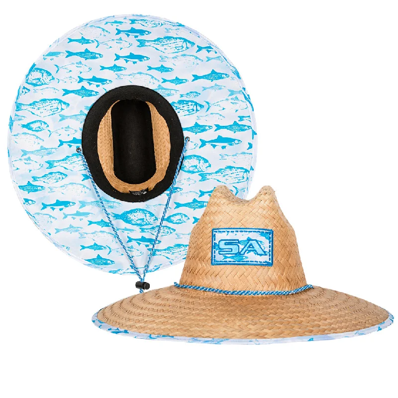 Classic straw boater hat for men with crisp design and summer appeal -Palms Under Brim Straw Hat | Freshwater