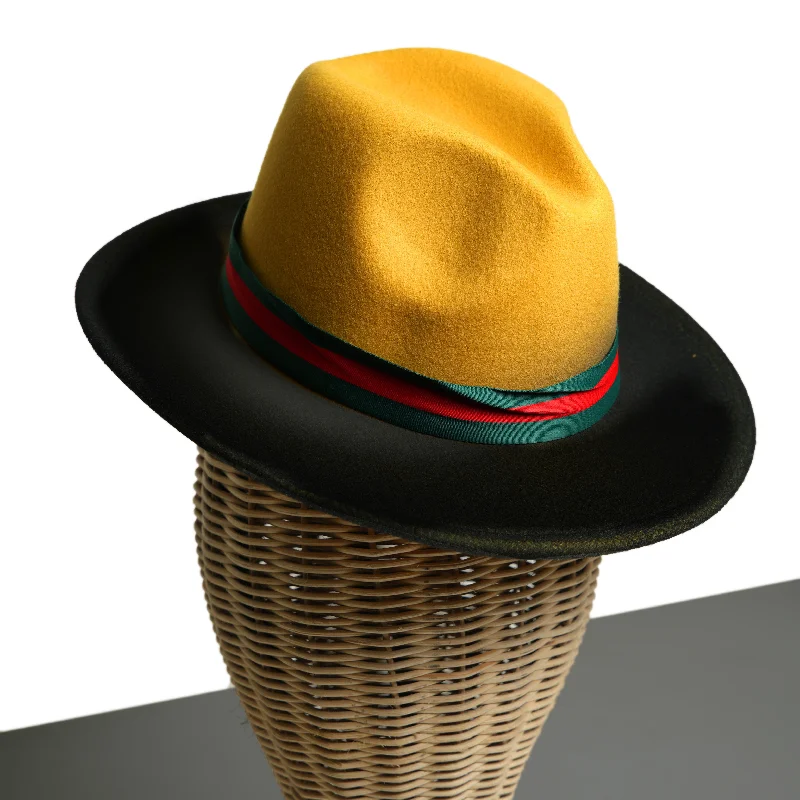 Vintage fedora hats for men with classic pinstripes for a retro vibe -Chokore Double-tone Ombre Fedora Hat (Yellow & Black)