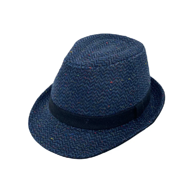 High-quality wool fedora hats for men with structured design for a sharp look -Wool Herringbone Check Fedora Hat Classy Manhattan Trilby For Men Women LD61571