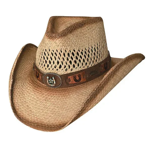 Western cowboy hats with feather accents for men for a bold and unique style -Bullhide Lucky Strike - Genuine Panama Straw Cowgirl Hat