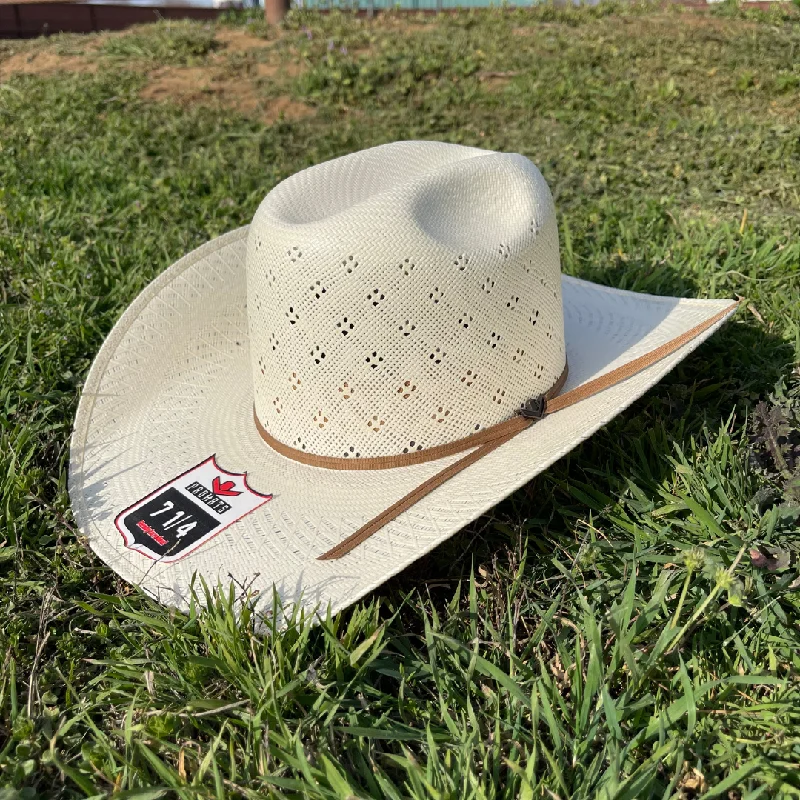 Cowboy hats for men with leather straps for added ruggedness and style -THE DIAMOND STRAW HAT - COCOA BAND