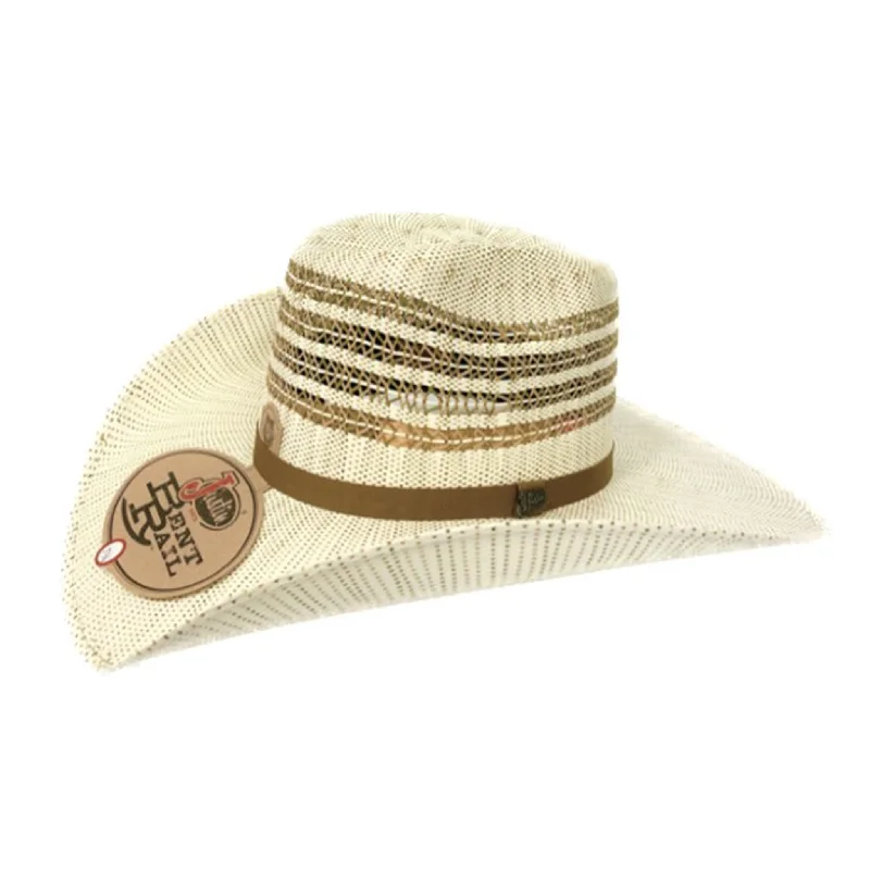 Comfortable straw hat for women with wide brim and adjustable fit -Justin Bent Rail 2 Tone Vented Barrel Straw Hat