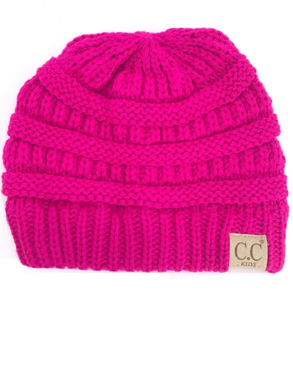 Warm wool cap for cold weather days -YJ-847 Neon Pink Kid Beanie