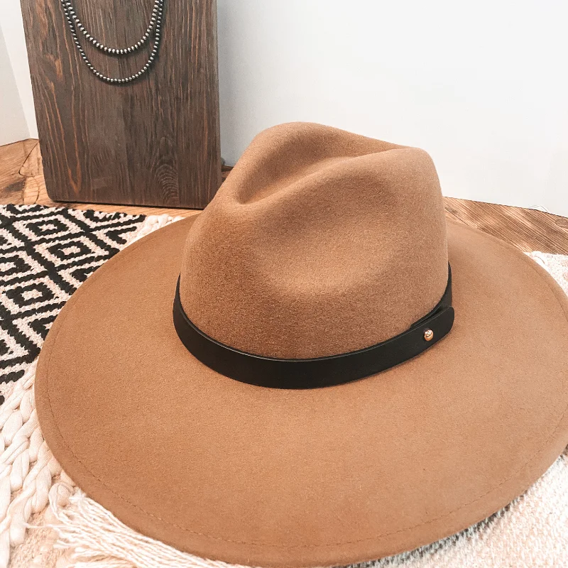 Luxury felt hat with fine wool blend -Gambling Problem Black Band Faux Felt Hat in Mocha Brown