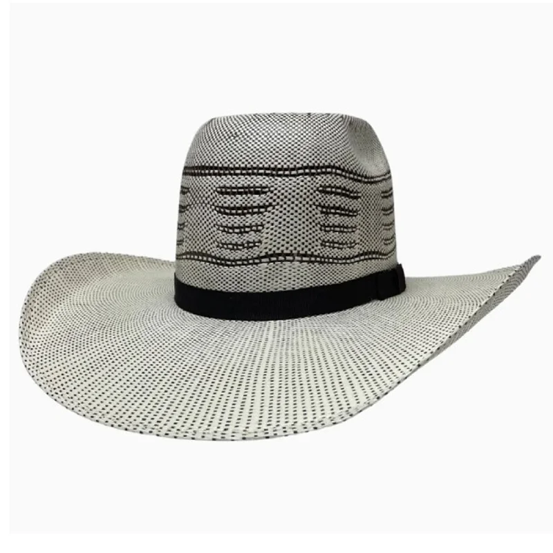 Handmade straw beach hat for women with natural, breathable material -American Hat Co. Bicolor Trail Boss Straw Hat