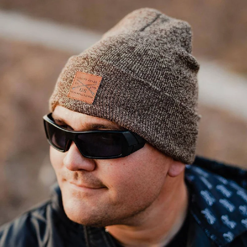 Adjustable dad cap for easy size tweaks -Cuffed Beanie - Brown Heather