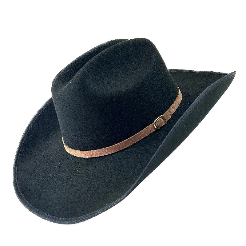 Bold felt hat with unique shape design -Kid's Black Ultra Felt Western Cowboy Hat