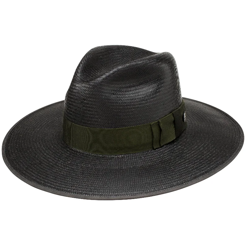 Designer fedora hats for men with unique patterns and geometric bands for trendsetting looks -Stetson Tri-City Shantung Straw Wide Brim Fedora