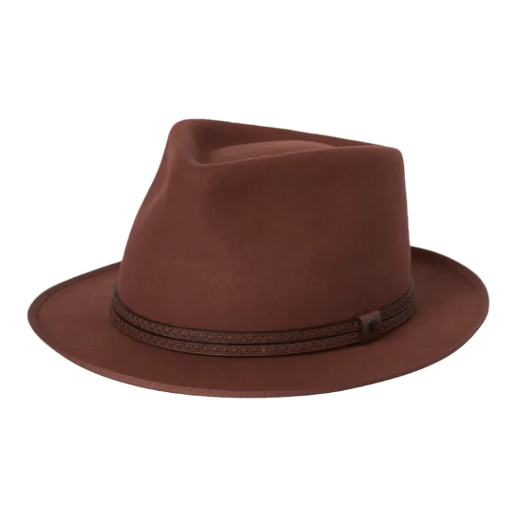 Classic felt fedora hats for men with wide brim for formal style -Kooringal Unisex Fedora Evolve - Tobacco