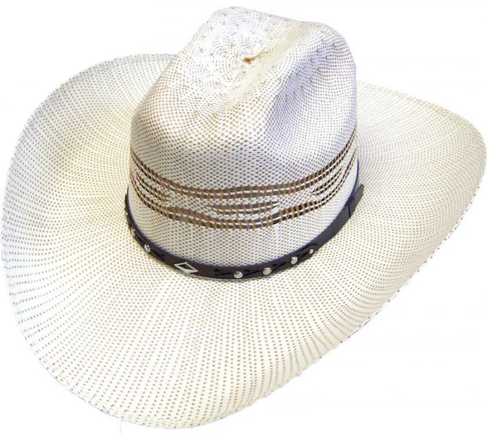 Classic straw boater hat for men with crisp design and summer appeal -50X Bangora Silverton Two Tone - Ivory/Tan