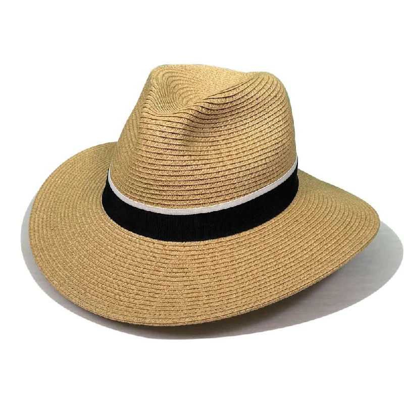 Soft fabric fedora hats for men with cozy interiors for extra warmth -Saint Martin - Paper Braid Safari Fedora