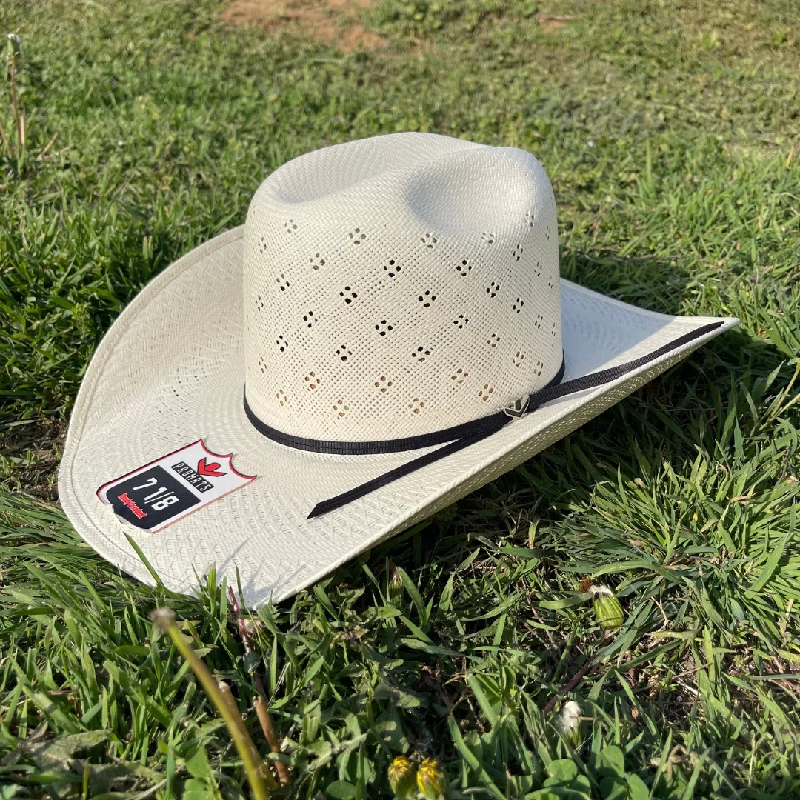 Western cowboy hats for men with embossed leather bands for intricate detailing -THE DIAMOND STRAW HAT - BLACK BAND