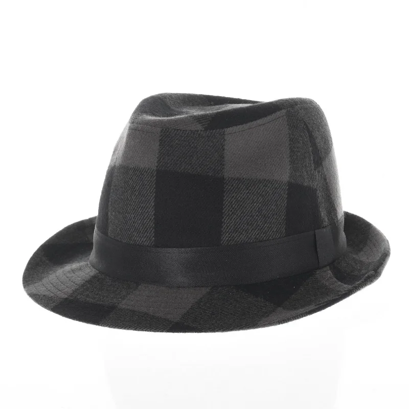 Casual fedora hats for women with fabric bands for relaxed, boho style -Wool Fedora Hat Glen Tartan Plaid Check Pattern DW6488