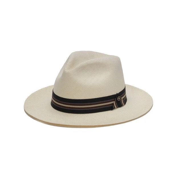 Adjustable straw hat for men with a comfortable fit for outdoor activities -Austral Hats - White Panama Hat with Tri-Tone Stripe