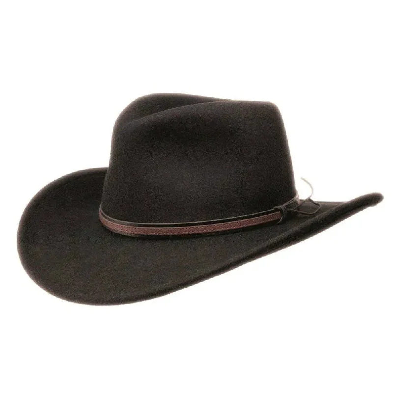 Lightweight straw cowboy hats for men with ventilated holes for breathability -Black Creek (BC2004)- Crushable Wool Felt Cowboy Hat