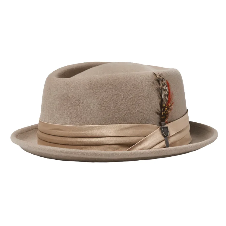 Custom fedora hats for women with adjustable straps and chic design elements -Brixton Stout Pork Pie - Safari