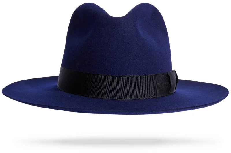 Elegant wool felt hat for special events -Jager Wide Brim - Electric Blue - W