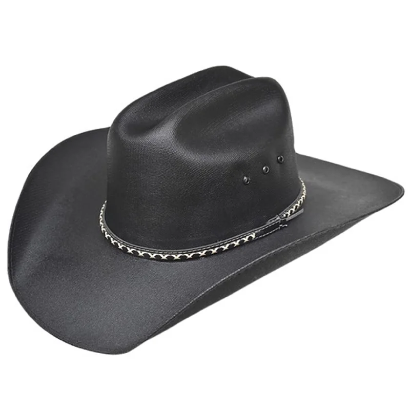 Handmade straw fedora hat for men with a classic, sophisticated style -Lonestar Hats Black Folsom Straw Hat