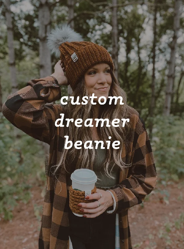 Premium leather cap with stitched logo detail -Dreamer Beanie | CUSTOM