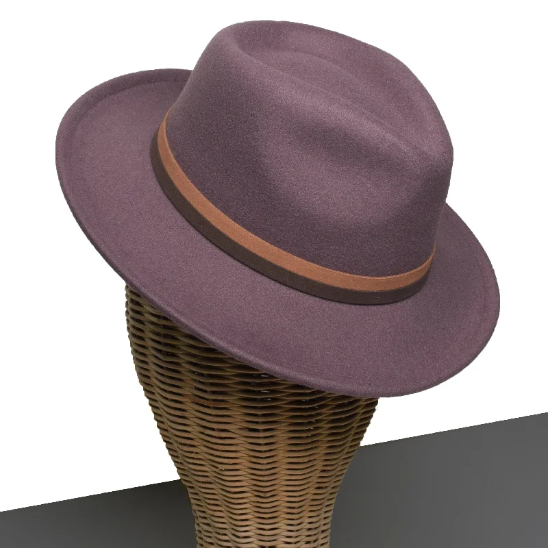 Stylish fedora hats for women with leather bands for chic appeal -Chokore Fedora Hat with Dual Tone Band (Purple)