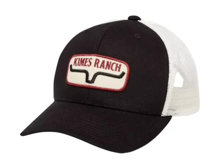 Elegant cowboy hats for men with satin ribbon bands and luxurious finish -Kimes Ranch Rolling Trucker Black Cap