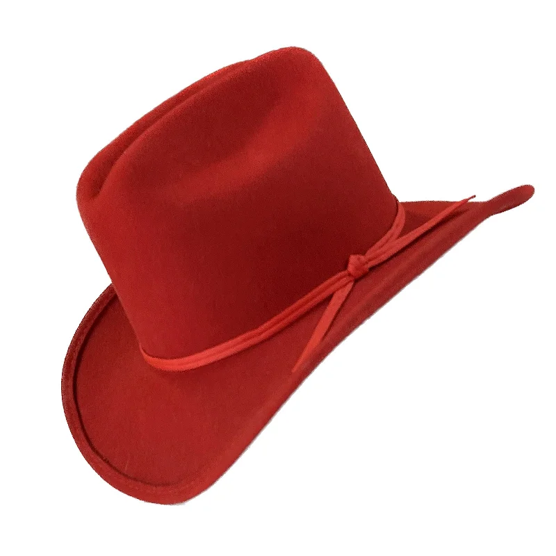 Designer wool felt hat for upscale appeal -Kid's Red Hard 100% Wool Felt Western Hat