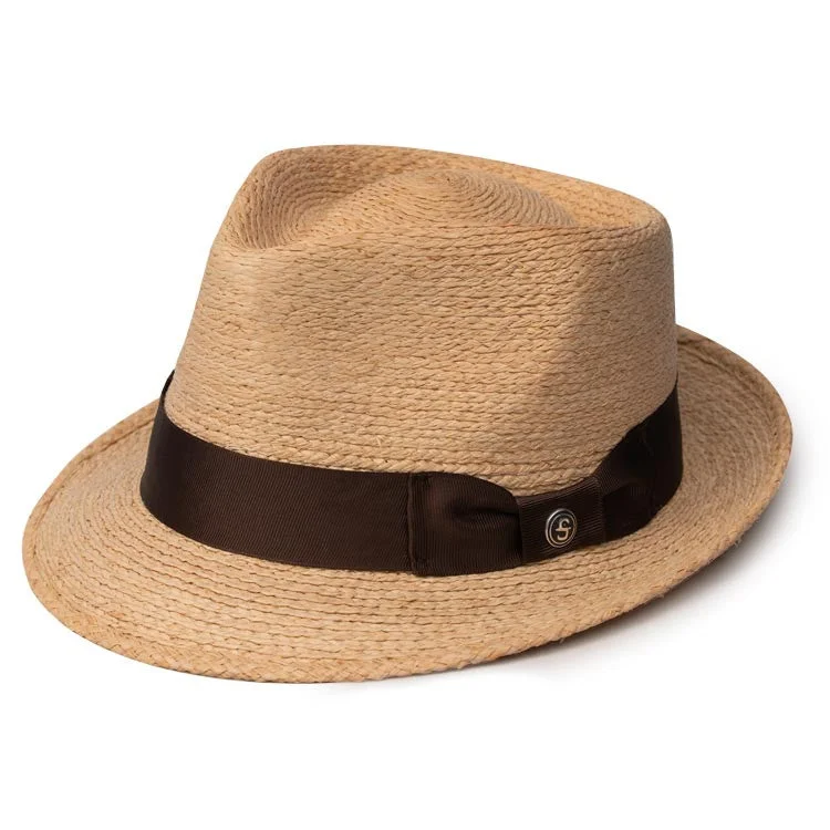 Premium wool fedora hats for men with clean, sharp edges and refined look -Stetson - 42nd Street Palm Straw Fedora