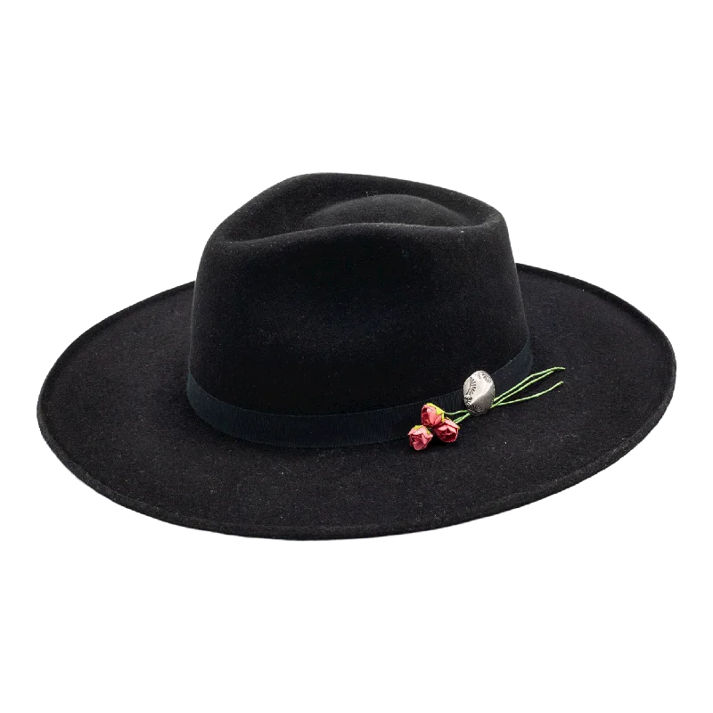 Durable wool felt hat for tough wear -Black Roses