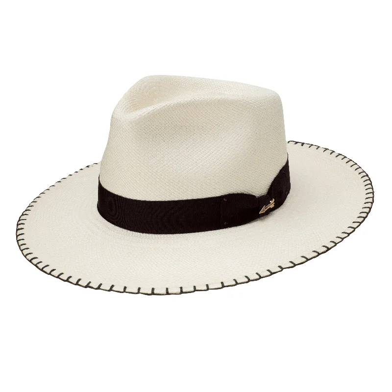 Classic wool fedora hats for women with structured design and warm color palette -Stetson Little Palm B Wide Brim Genuine Panama Fedora