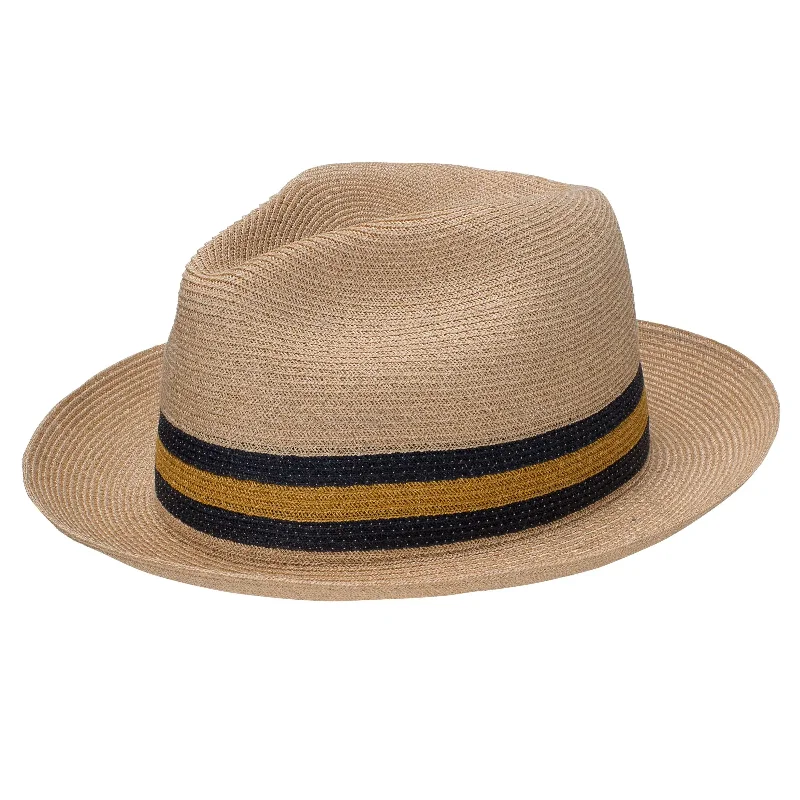 Vintage fedora hats for women with retro patterns and classic styling -Stetson Triad Pinch Front Hemp Straw Fedora