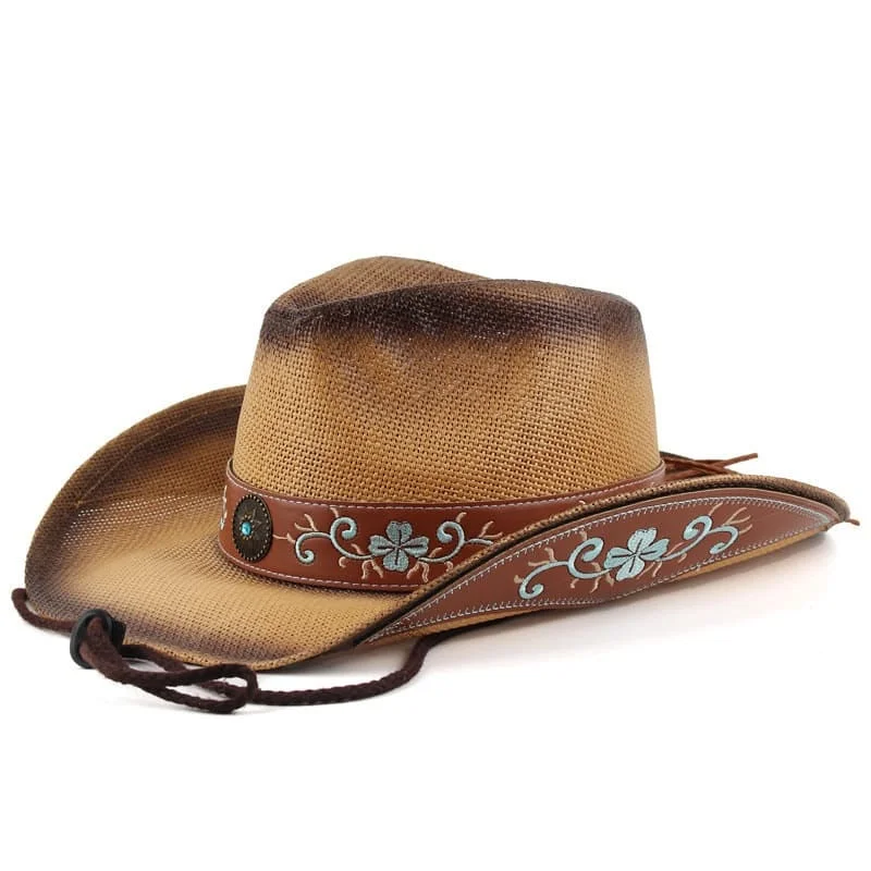 Elegant cowboy hats for women with silk ribbons for a sophisticated touch -Starr Vintage Floral Cowboy Hat