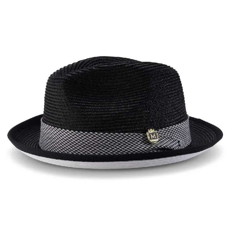 Designer fedora hats for men with smooth felt and leather accents for sophistication -Montique Carter White Bottom Polybraid Straw Fedora